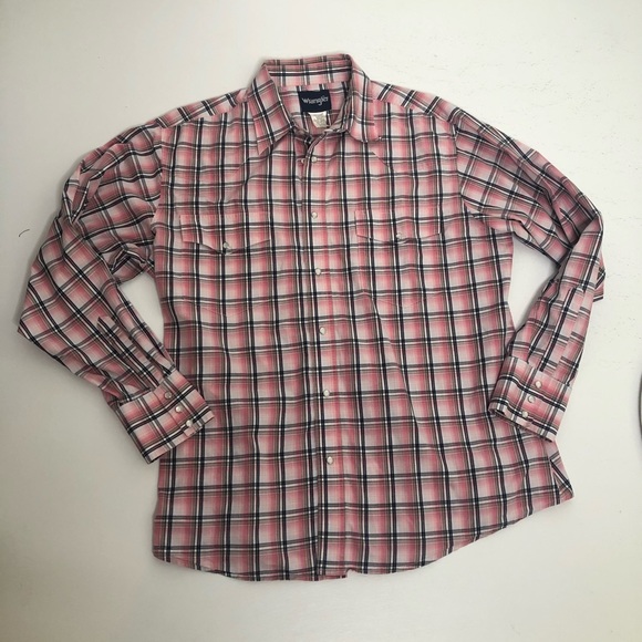 Wrangler men’s vintage pink plaid western shirt, size XL - Picture 1 of 7